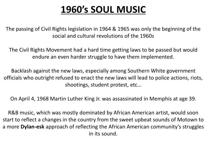 PPT - 1960's SOUL MUSIC PowerPoint Presentation, free download - ID:5540717