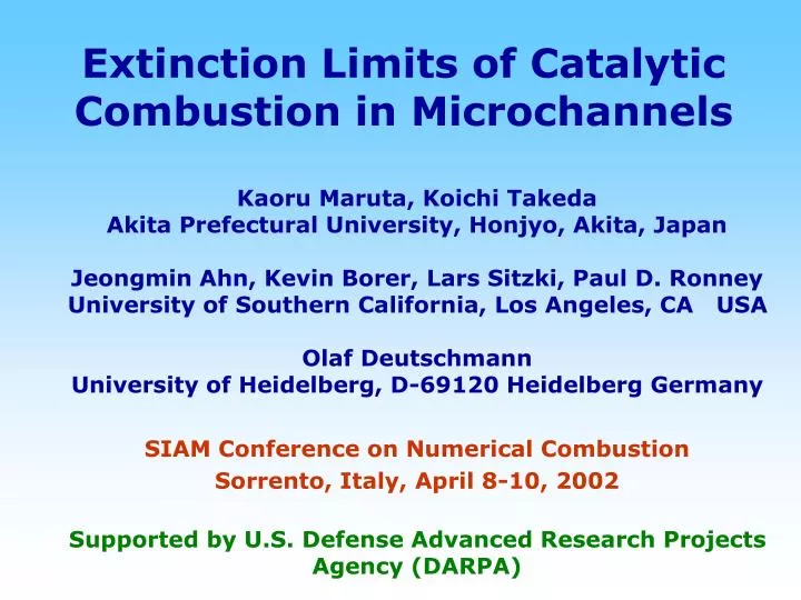 extinction limits of catalytic combustion in microchannels