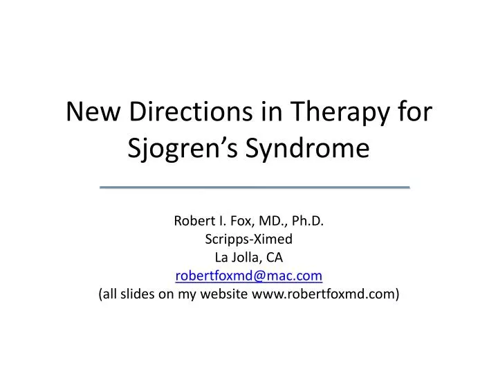 new directions in therapy for sjogren s syndrome
