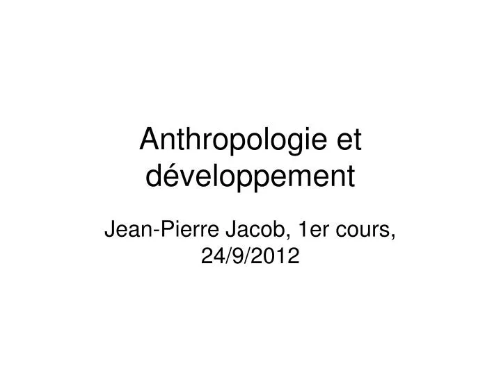 anthropologie et d veloppement