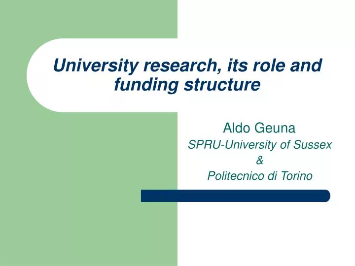 university research its role and funding structure