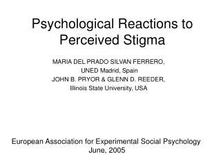 Psychological Reactions to Perceived Stigma