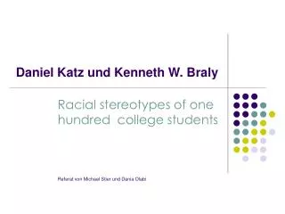 daniel katz und kenneth w braly