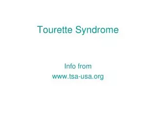 Tourette Syndrome