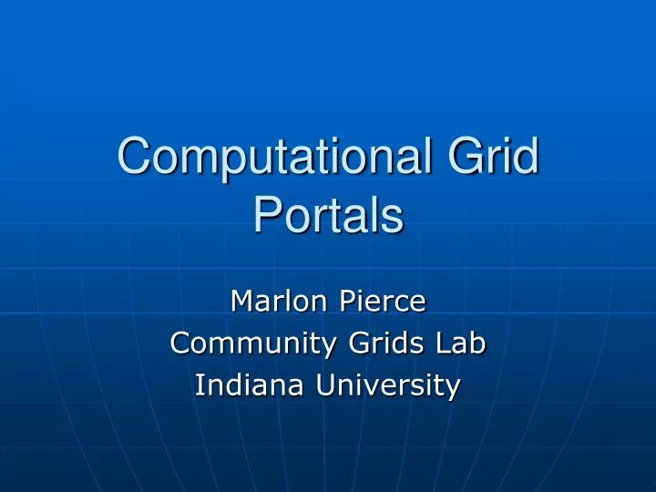 computational grid portals