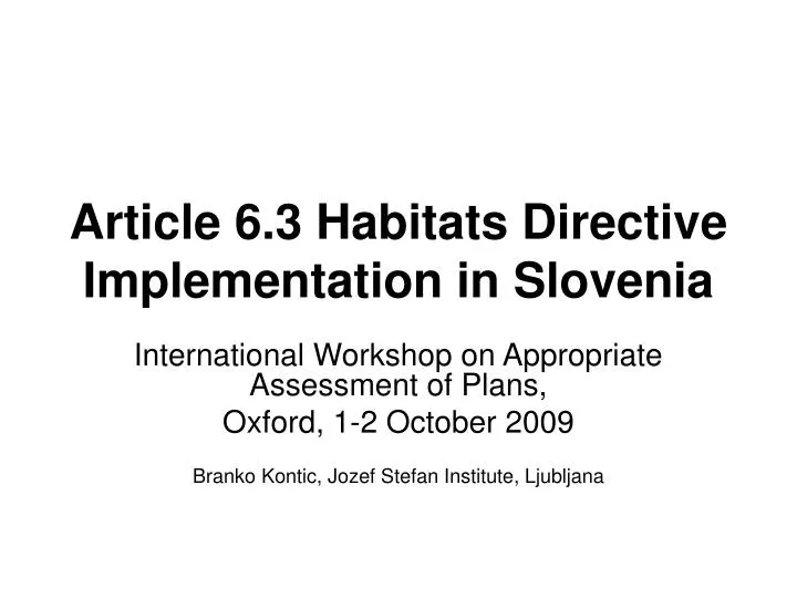 article 6 3 habitats directive implementation in slovenia