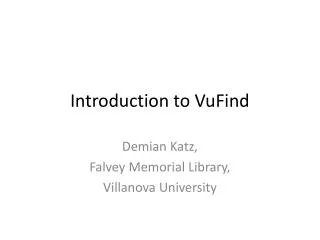Introduction to VuFind
