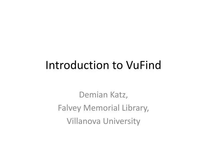 introduction to vufind