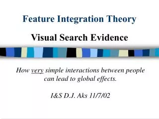 Feature Integration Theory Visual Search Evidence