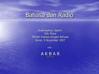 bahasa dan radio