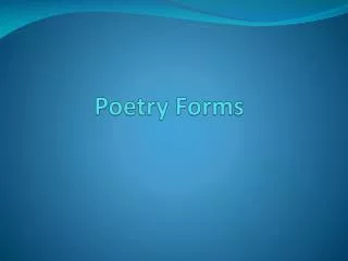 Poetry Forms