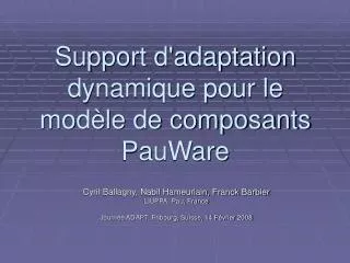 support d adaptation dynamique pour le mod le de composants pauware