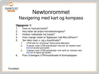 newtonrommet navigering med kart og kompass
