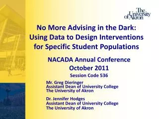 No More Advising in the Dark: Using Data to Design Interventions for Specific Student Populations