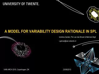 A MODEL FOR VARIABILITY DESIGN RATIONALE IN SPL