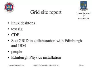 Grid site report
