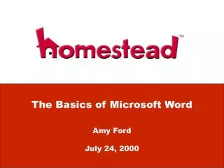The Basics of Microsoft Word Amy Ford July 24, 2000