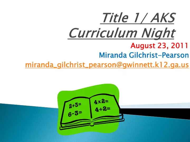 title 1 aks curriculum night