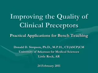 Improving the Quality of Clinical Preceptors