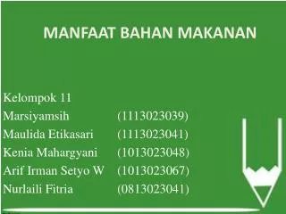 manfaat bahan makanan