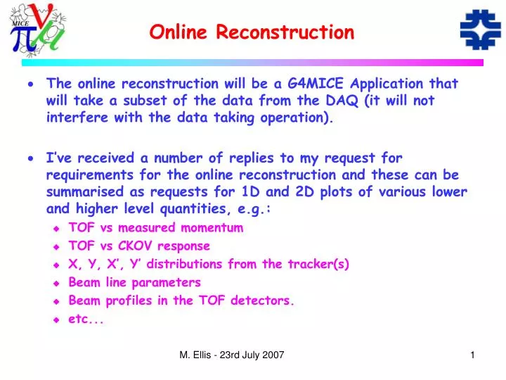 online reconstruction