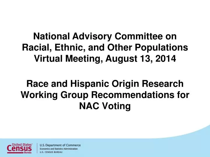 national advisory committee on racial ethnic and other populations virtual meeting august 13 2014