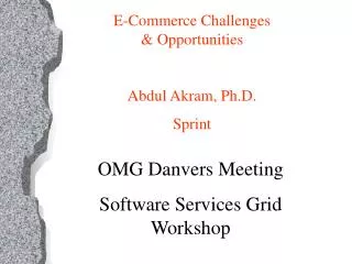 OMG Danvers Meeting Software Services Grid Workshop