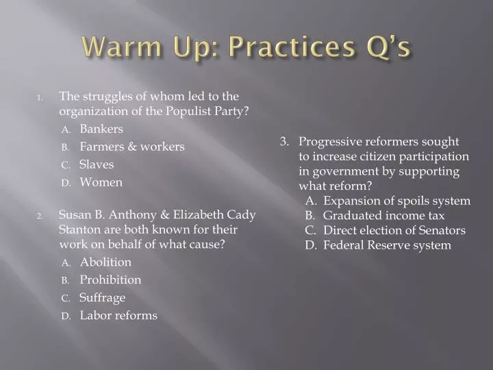warm up practices q s