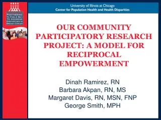 OUR COMMUNITY PARTICIPATORY RESEARCH PROJECT: A MODEL FOR RECIPROCAL EMPOWERMENT