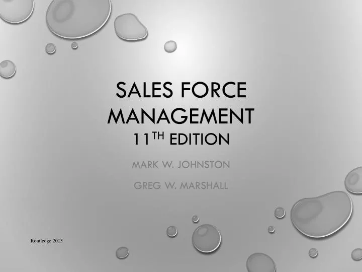 sales force management 11 th edition
