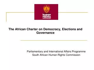 The African Charter on Democracy, Elections and Governance
