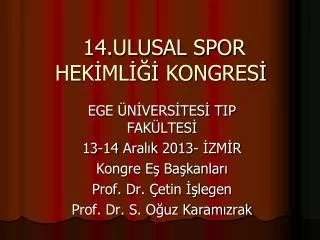 14 ulusal spor hek ml kongres
