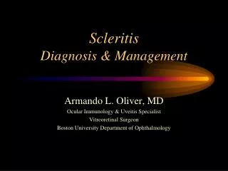Scleritis Diagnosis &amp; Management