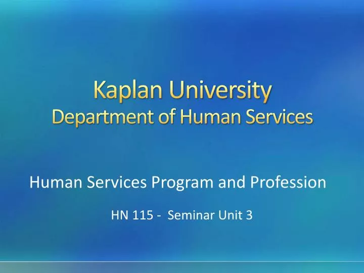 kaplan university department of human services