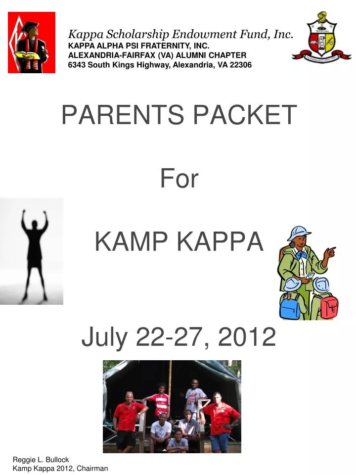 parents packet for kamp kappa july 22 27 2012