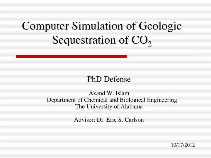 computer simulation of geologic sequestration of co 2
