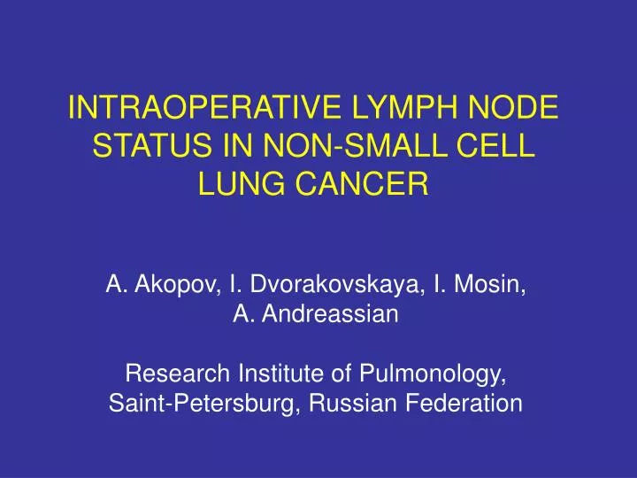 intraoperative lymph node status in non small cell lung cancer