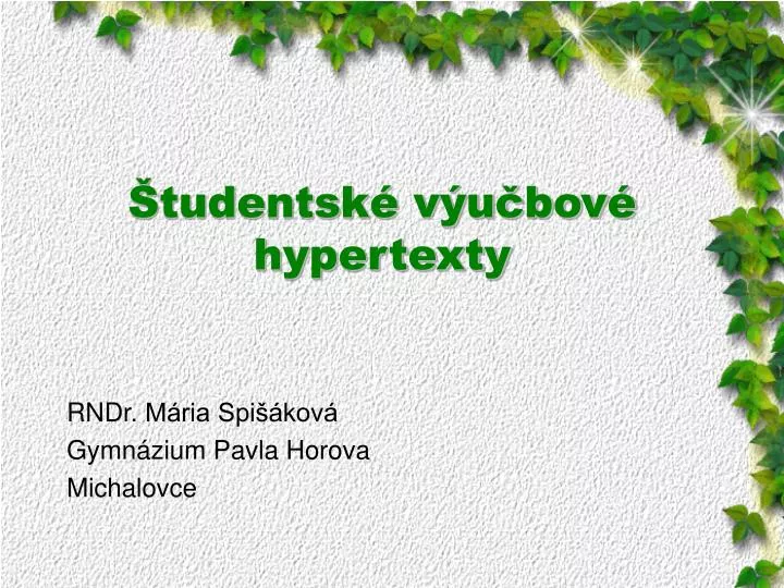 tudentsk v u bov hypertexty