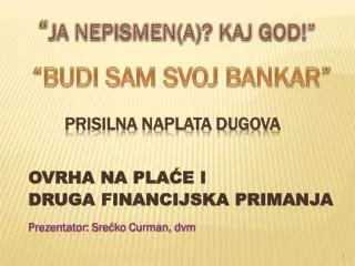 ovrha na pla e i druga financijska primanja