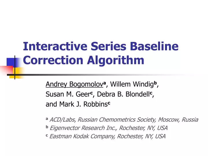 interactive series baseline correction algorithm