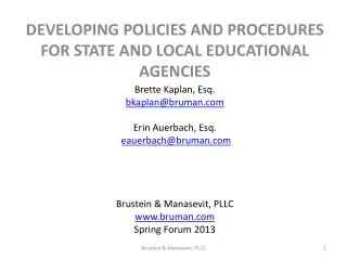 Developing Policies and Procedures for State and local educational agencies