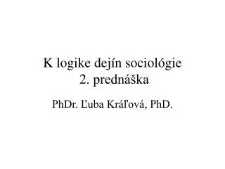 k logike dej n sociol gie 2 predn ka