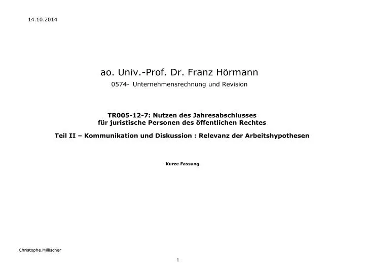 ao univ prof dr franz h rmann 0574 unternehmensrechnung und revision