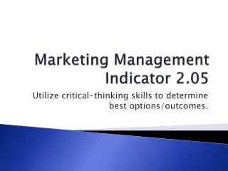 Marketing Management Indicator 2.05