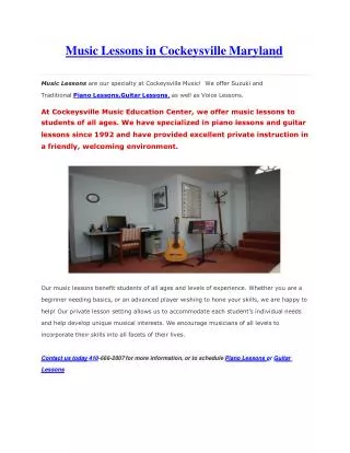 Music Lessons in Cockeysville Maryland