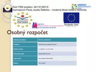 osobn rozpo et