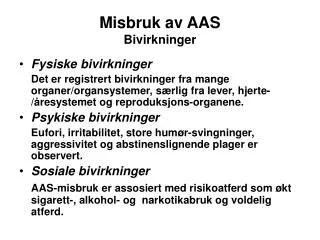 misbruk av aas bivirkninger