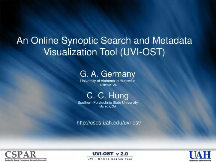 an online synoptic search and metadata visualization tool uvi ost