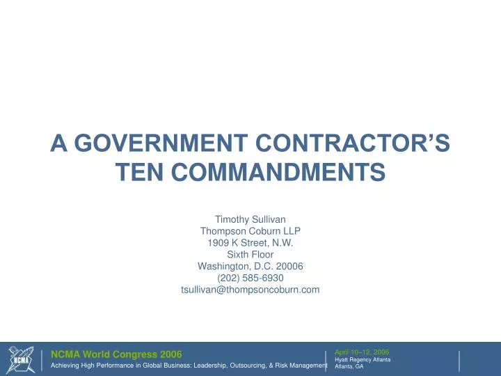 a government contractor s ten commandments