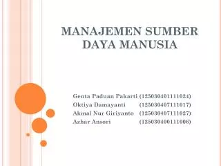 manajemen sumber daya manusia
